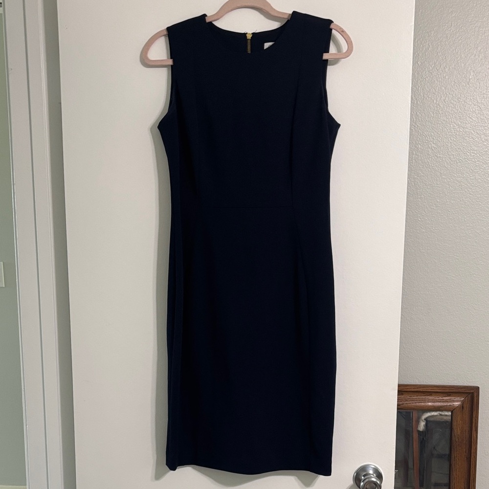 Calvin Klein Navy Sleeveless Midi Sheath Dress